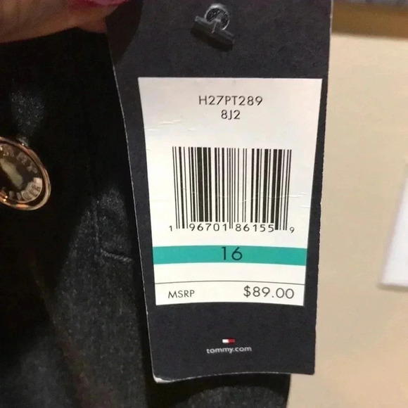 NWT TOMMY HILFIGER Dark Gray Pinstripe Stretch Ankle Length Pants Slim Fit-16 - Picture 9 of 12